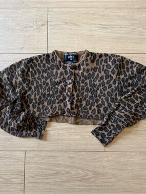 Nina Charles Leopard Print Cropped Cardigan - Brown/Black